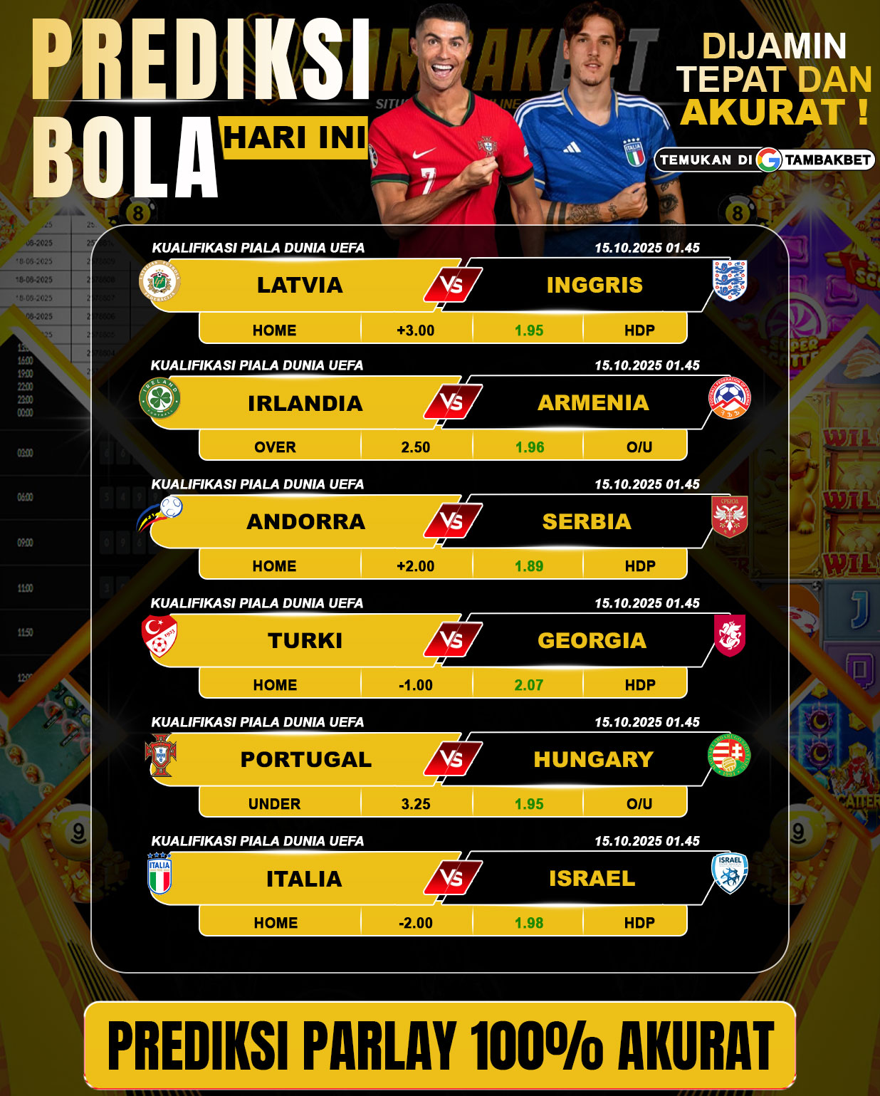 Prediksi Bola Parlay Akurat Dari Tambakbet, Gabung Sekarang Dapatkan Hadiahnya!