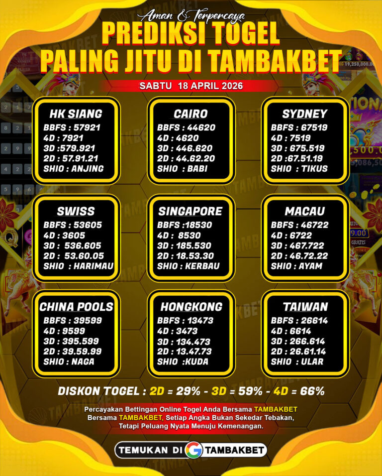 TAMBAKBET Prediksi Togel Akurat 100 Perak Terpercaya