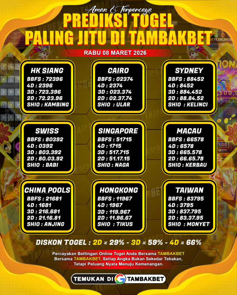 prediksi togel paling jitu tambakbet